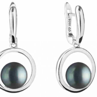 Casual Perlenohrring schwarz rund 8.5-9 mm, Englischer Verschluss, Gaura Pearls, Estland*