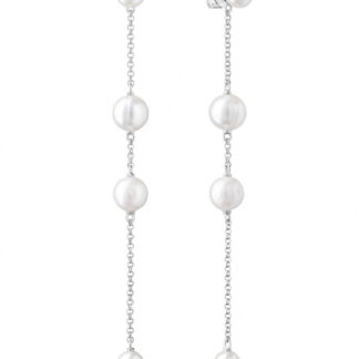 Eleganter Perlenohrhänger lang weiß rund 6-10 mm, 925er Silber, Gaura Pearls, Estland - Kopie*