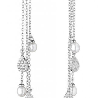 Eleganter Perlenohrhänger weiß 4-4.5 mm, Zirkonia, 925er Silberketten, Sich.verschluss, Gaura Pearls, Estland*