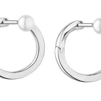 Eleganter Perlenohrring (Creolen) weiß 3.5-4 mm, Zirkonia, 925er Silber, Gaura Pearls, Estland*