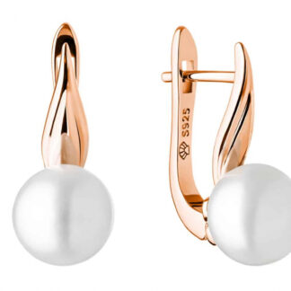 Eleganter Perlenohrring Roségold 585 plattiert (1 Mik) rund weiß 8-8.5 mm, Engl. Verschluss, Gaura Pearls, Estland*