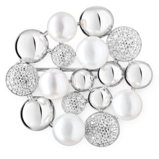 Gaura Pearls Brosche - 5 weiße Perlen, Zirkonia, 925 Silber*