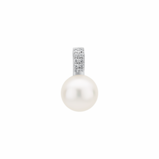Gaura Pearls Perlenanhänger - weiß, 10 Zirkonia, 925 Silber*