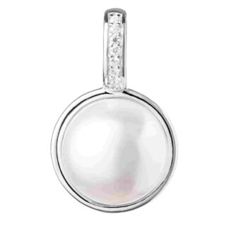 Gaura Pearls Perlenanhänger - weiß, 7 Zirkonia, 925 Silber*
