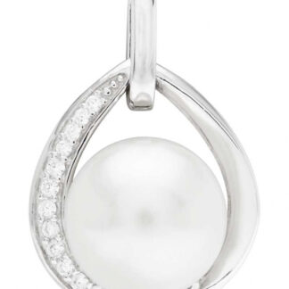 Gaura Pearls Perlenanhänger - weiß, Zirkoniabogen, 925 Silber*