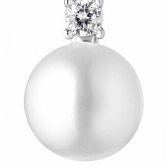 Gaura Pearls Perlenanhänger - weiß, rund, Zirkonia, 925 Silber*