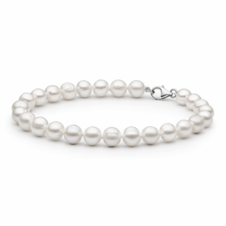 Gaura Pearls Perlenarmband Herren - weiß, rund, 925 Silber*