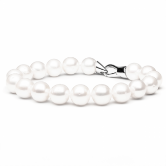Gaura Pearls Perlenarmband - weiß, 10 mm. 925 Silber*