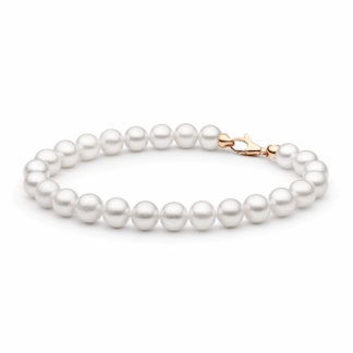 Gaura Pearls Perlenarmband - weiß, 7 mm, 585 Roségold*