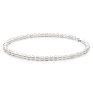 Gaura Pearls Perlenkette Herren - weiß, rund, 45 cm, 925 Silber*