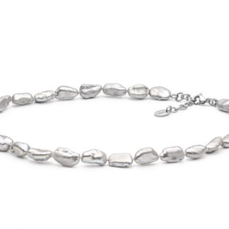 Gaura Pearls Perlenkette - grau, 41 cm, Stahl*