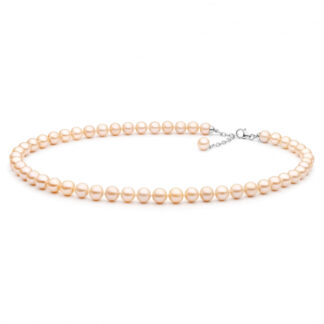 Gaura Pearls Perlenkette - rosa, 8.5 mm 45-48 cm, 925 Silber*