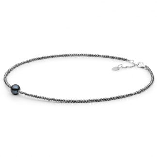 Gaura Pearls Perlenkette - schwarz, 37-40 cm, 925 Silber*