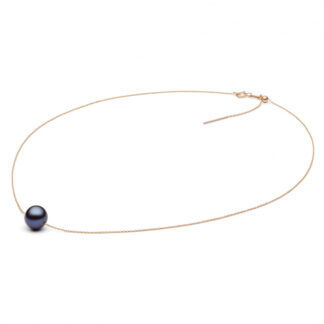 Gaura Pearls Perlenkette - schwarz, 42 cm, 585 Roségold*