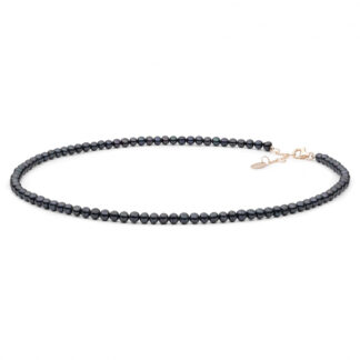 Gaura Pearls Perlenkette - schwarz, rund, 38-41 cm, 585 Roségold plattiert*