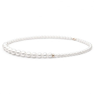 Gaura Pearls Perlenkette - weiß, 46 cm, 585 Roségold plattiert*