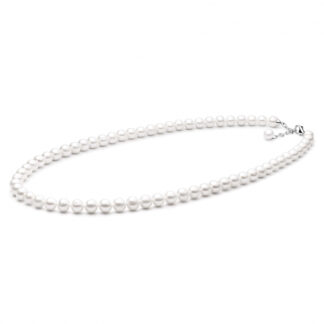Gaura Pearls Perlenkette - weiß, 9 mm, 55-58 cm, 925 Silber*