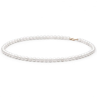 Gaura Pearls Perlenkette - weiß, klassisch, 40 cm, 585 Roségold*