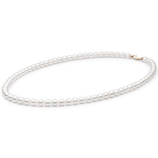 Gaura Pearls Perlenkette - weiß, klassisch, 50 cm, 585 Roségold*