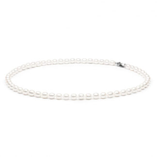 Gaura Pearls Perlenkette - weiß, reis,  6 mm, 40 cm, 925 Silber*