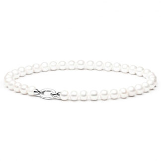 Gaura Pearls Perlenkette - weiß, rund,  11 mm, 45 cm, 925 Silber*