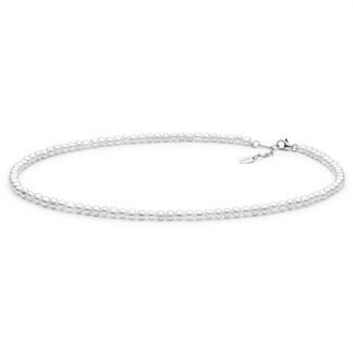 Gaura Pearls Perlenkette - weiß, rund, 38-41 cm, 925 Silber*