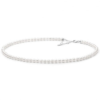 Gaura Pearls Perlenkette - weiß, rund, 5.5 mm, 40-43 cm, 925 Silber*