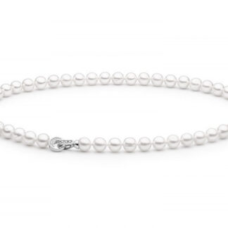 Gaura Pearls Perlenkette - weiß, rund, 55 cm, Zirkonia, 925 Silber*