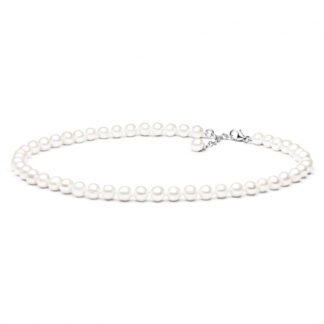 Gaura Pearls Perlenkette - weiß, rund, 7 mm, 40-43 cm, 925 Silber*
