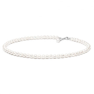 Gaura Pearls Perlenkette - weiß, rund, 7 mm, 45-48 cm, 925 Silber*