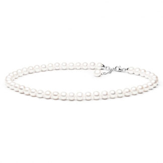 Gaura Pearls Perlenkette - weiß, rund, 8 mm, 40-43 cm, 925 Silber*
