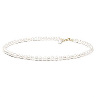 Gaura Pearls Perlenkette - weiß, rund, 8 mm, 45-48 cm, 585 Gelbgold plat.*
