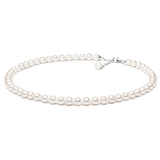 Gaura Pearls Perlenkette - weiß, rund, 8 mm, 45-48 cm, 925 Silber*