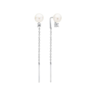 Gaura Pearls Perlenohrhänger - weiß, 6.5 mm, Zirkonia, 925 Silber*