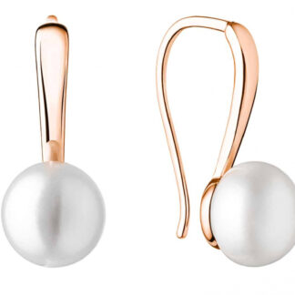 Gaura Pearls Perlenohrhänger - weiß, button, 585 Roségold plat.*