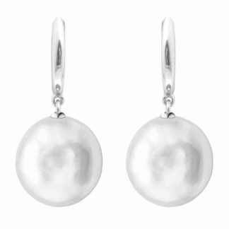 Gaura Pearls Perlenohrring - weiß, barock, 13 mm, 925 Silber*