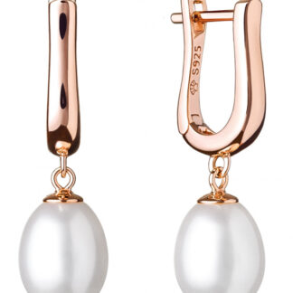 Gaura Pearls Perlenohrring - weiß, tropfen, 585 Roségold plattiert*