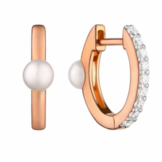 Gaura Pearls Perlenohrringe - 2-in-1 weiß, Zirkonia, 585 Roségold plat.*
