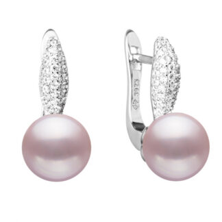 Gaura Pearls Perlenohrringe - lavendel, Zirkonia, 925 Silber*