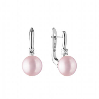 Gaura Pearls Perlenohrringe - lavendel, klassisch, 1 Zirkonia, 925 Silber*