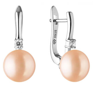 Gaura Pearls Perlenohrringe - rosa, 1 Zirkonia, 925 Silber*
