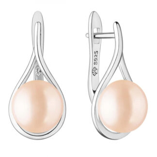 Gaura Pearls Perlenohrringe - rosa, Schleife, 925 Silber*