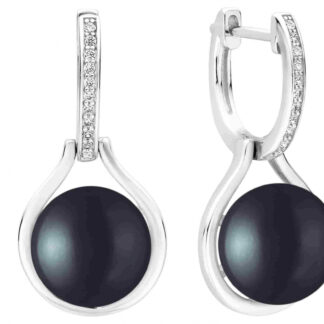 Gaura Pearls Perlenohrringe - schwarz, 10 Zirkonia, 925 Silber*