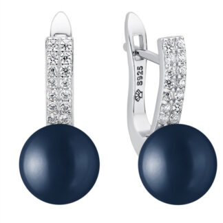 Gaura Pearls Perlenohrringe - schwarz, 14 Zirkonia, 925 Silber*