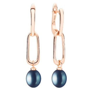 Gaura Pearls Perlenohrringe - schwarz, 585 Roségold plattiert*