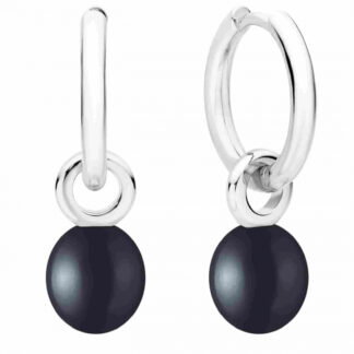 Gaura Pearls Perlenohrringe - schwarz, Creolen, 925 Silber*