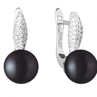 Gaura Pearls Perlenohrringe - schwarz, Zirkonia, 925 Silber*