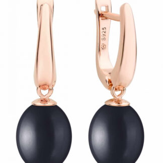 Gaura Pearls Perlenohrringe - schwarz, reis, 585 Roségold plattiert*
