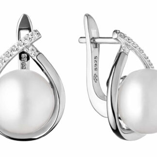 Gaura Pearls Perlenohrringe - weiß, 10 mm, Zirkonia, 925 Silber*