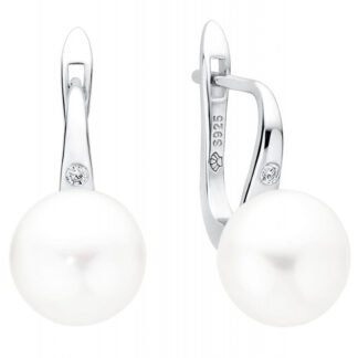 Gaura Pearls Perlenohrringe - weiß, 10.5 mm, 1 Zirkonia, 925 Silber*